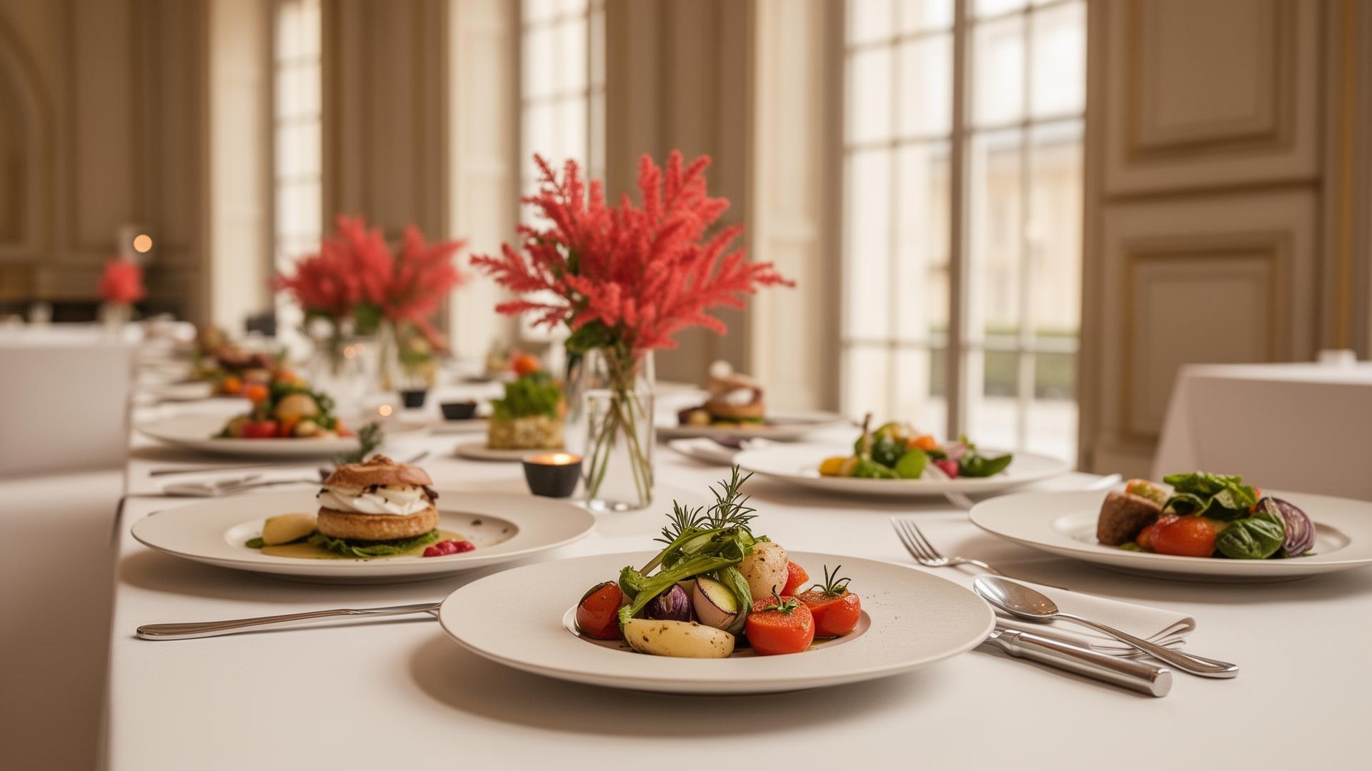 Table dressée d'un dîner événementiel raffiné